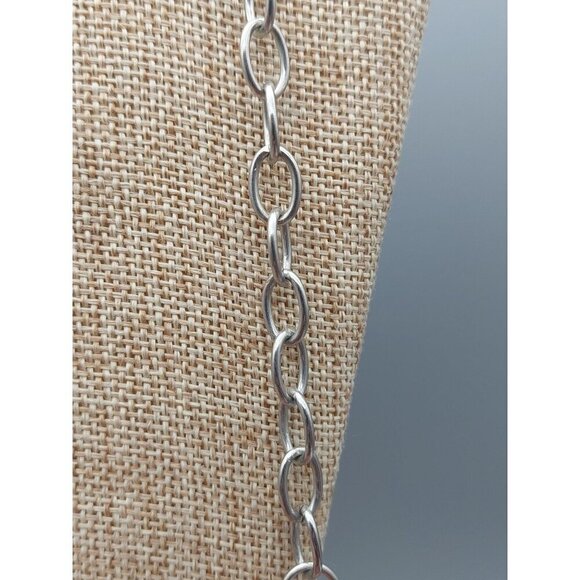 Black Silver Tone Station Statement Necklace Chain Front Toggle Tassel Pendants - Picture 10 of 11